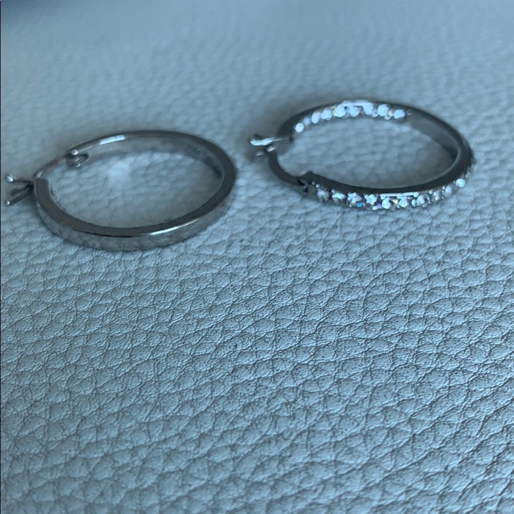 Silver Diamond hoop earrings !!!
